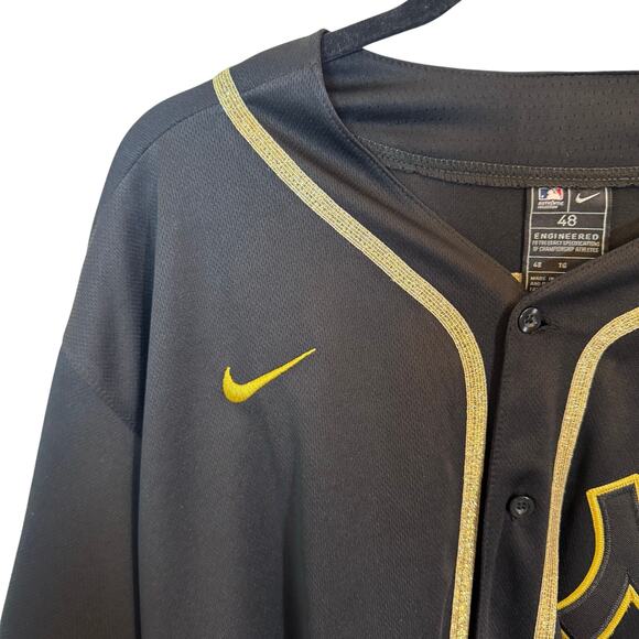 Derek Jeter New York Yankees Nike Authentic Collection Black Gold Jersey Size 48 - Picture 9 of 11